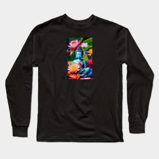 Buddha Sitting on a Lotus Flower with a baby elephant Long Sleeve T-Shirt